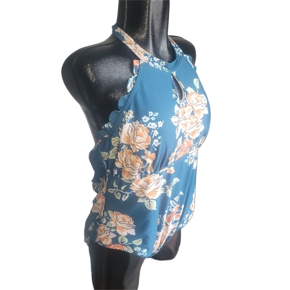 Shein Floral Halter Neck Style Swimsuit 2XL - Picture 2 of 4